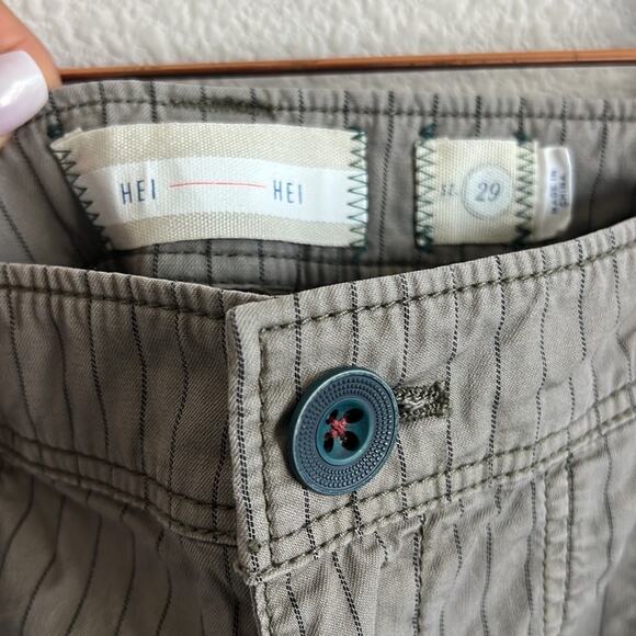 Anthropologie HEI HEI Utility Chino Pants Beachwalk Striped Tan Gray 29 - Picture 3 of 6
